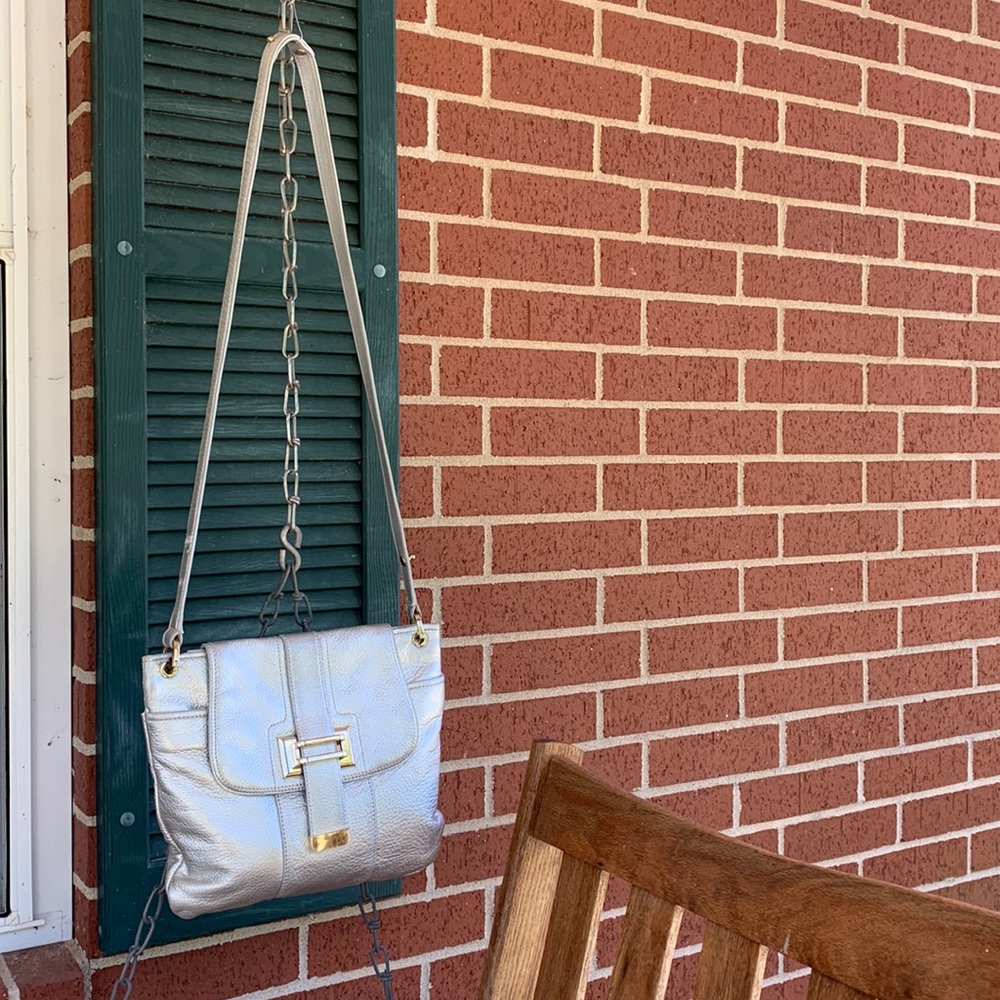 Silver Leather Crossbody Bag